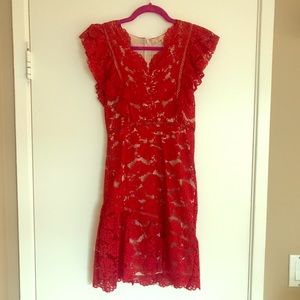 Vici Dolls Red Lace Ruffle Dress Size Small